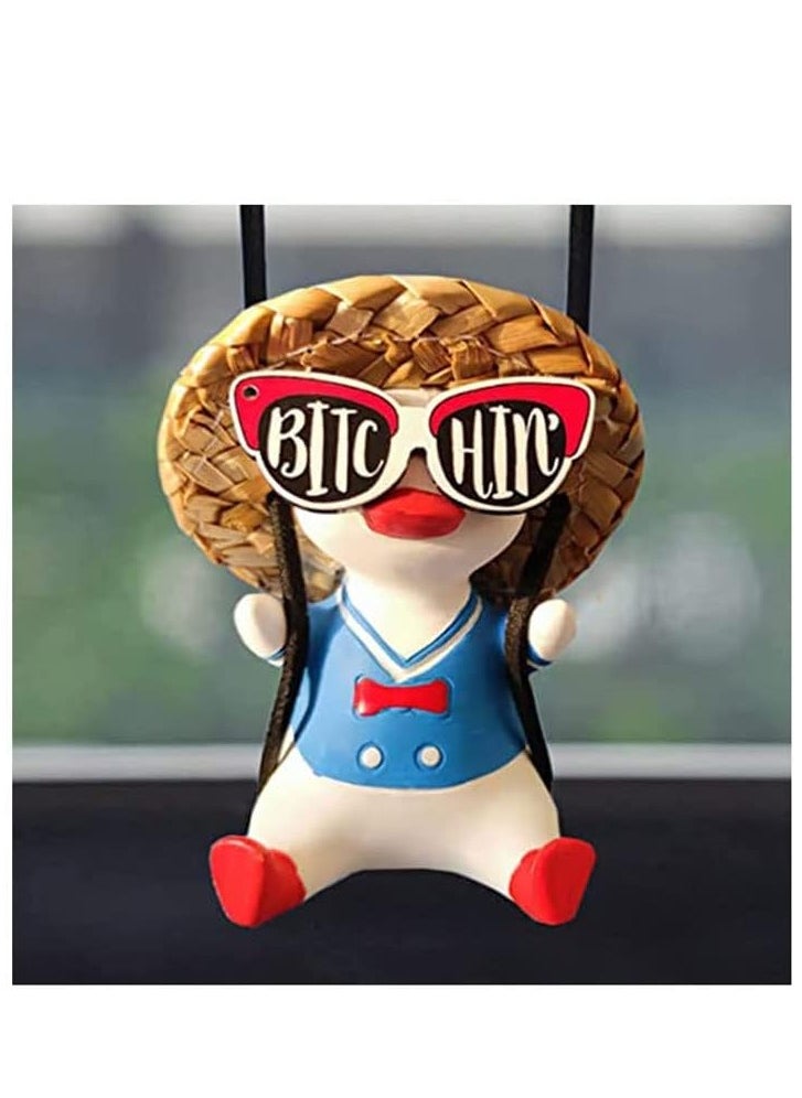 Generic Swinging Duck Car Hanging Ornament Rear View Mirror Ornament Accessories Cute Car Accessories For Teens Women Cute Car Decor Car Pendant Car Charm Truck Accessories  - Image 1