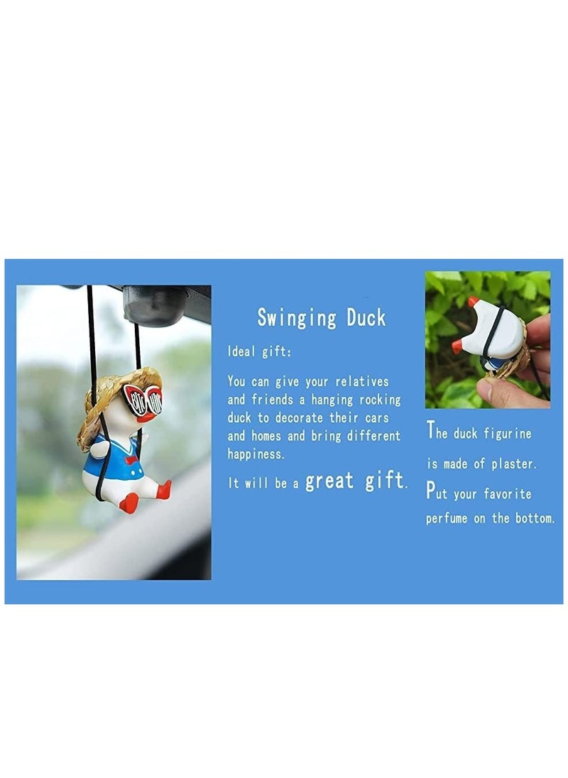 Generic Swinging Duck Car Hanging Ornament Rear View Mirror Ornament Accessories Cute Car Accessories For Teens Women Cute Car Decor Car Pendant Car Charm Truck Accessories  - Image 2