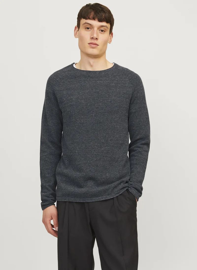 Knitted Crew Neck Long Sleeve Sweater