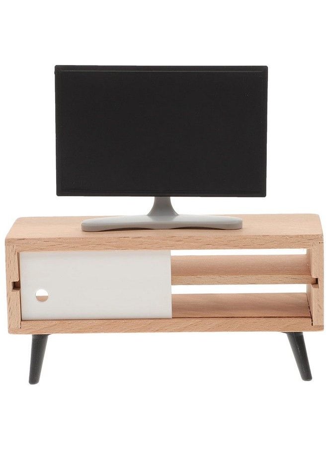 NUOBESTY - Dollhouse Miniature Tv With Television Cabinet Model Mini Tv And Tv Stand Toy Doll House Furniture For Dollhouse Living Room Accessories Home Decoration - Image 1