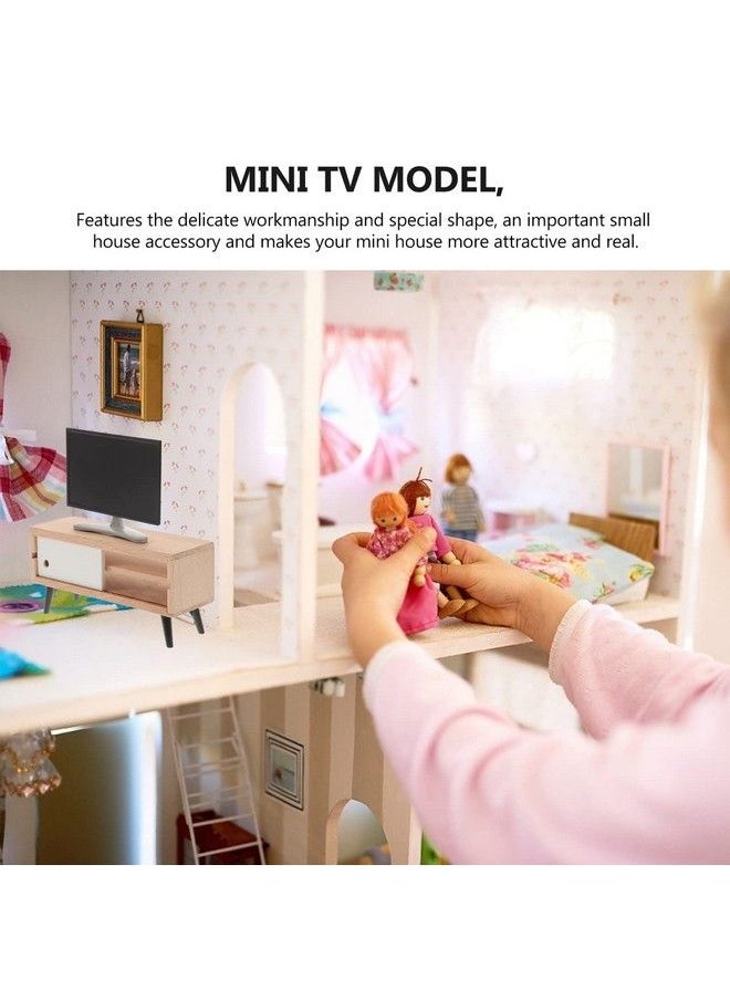 NUOBESTY - Dollhouse Miniature Tv With Television Cabinet Model Mini Tv And Tv Stand Toy Doll House Furniture For Dollhouse Living Room Accessories Home Decoration - Image 1