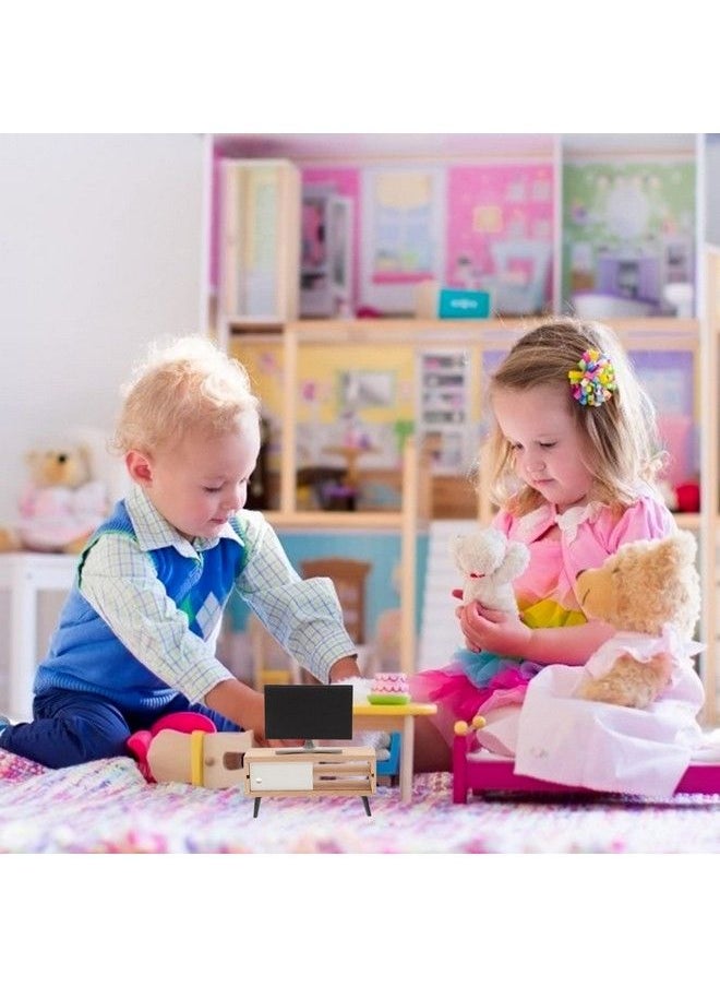 NUOBESTY - Dollhouse Miniature Tv With Television Cabinet Model Mini Tv And Tv Stand Toy Doll House Furniture For Dollhouse Living Room Accessories Home Decoration - Image 1