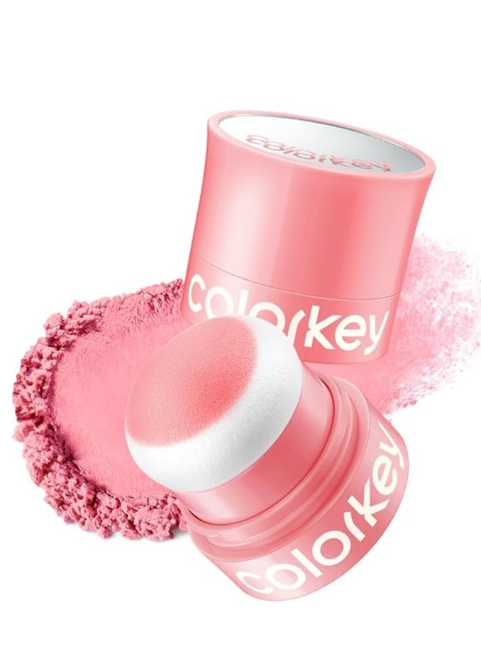 COLORKEY Shimmering Pudding Powder Blush, Lightweight, non-drying and smooth, Naturally Luminous Semi-Matte Finish, Self-contained brush, portable makeup (04 Red Guava, 3.2g) - Image 1
