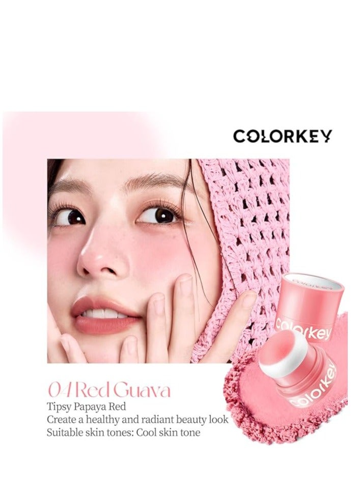 COLORKEY Shimmering Pudding Powder Blush, Lightweight, non-drying and smooth, Naturally Luminous Semi-Matte Finish, Self-contained brush, portable makeup (04 Red Guava, 3.2g) - Image 2