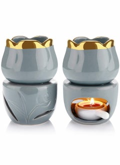 Excefore Wax Melt Essential Oil Burner with Tealight Spoon, Removable Aromatherapy Burner Ceramic Aroma Oil Candle Diffuser Wax Tart Warmer for Home Bedroom Decor...  - Image 1