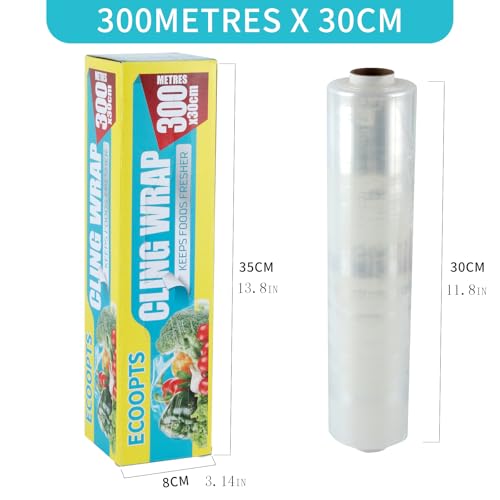 RENEWPOK Plastic Food Wrap- 968 SQ. FT. Kitchen Cling Wrap Includes Slide Cutter BPA-Free Clear Cling Film 30cm×300Meters - Image 2