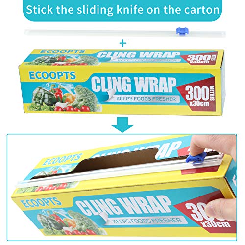 RENEWPOK Plastic Food Wrap- 968 SQ. FT. Kitchen Cling Wrap Includes Slide Cutter BPA-Free Clear Cling Film 30cm×300Meters - Image 3