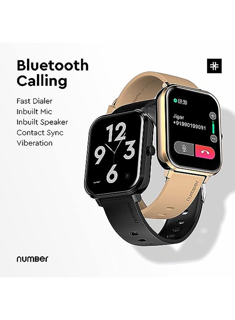Number DialFit(1) Bluetooth Calling Smartwatch, 1.69" HD Black Display Metal Frame Smartwatch Desert Gold - Image 3