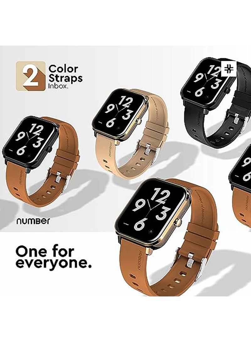 Number DialFit(1) Bluetooth Calling Smartwatch, 1.69" HD Black Display Metal Frame Smartwatch Desert Gold - Image 5