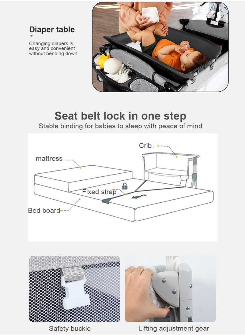 MaBaby 5-in-1 Pack and Play, Baby Bedside Sleeper with Bassinet, Multifunction Bedside Crib from Newborn to Toddlers  - Image 2