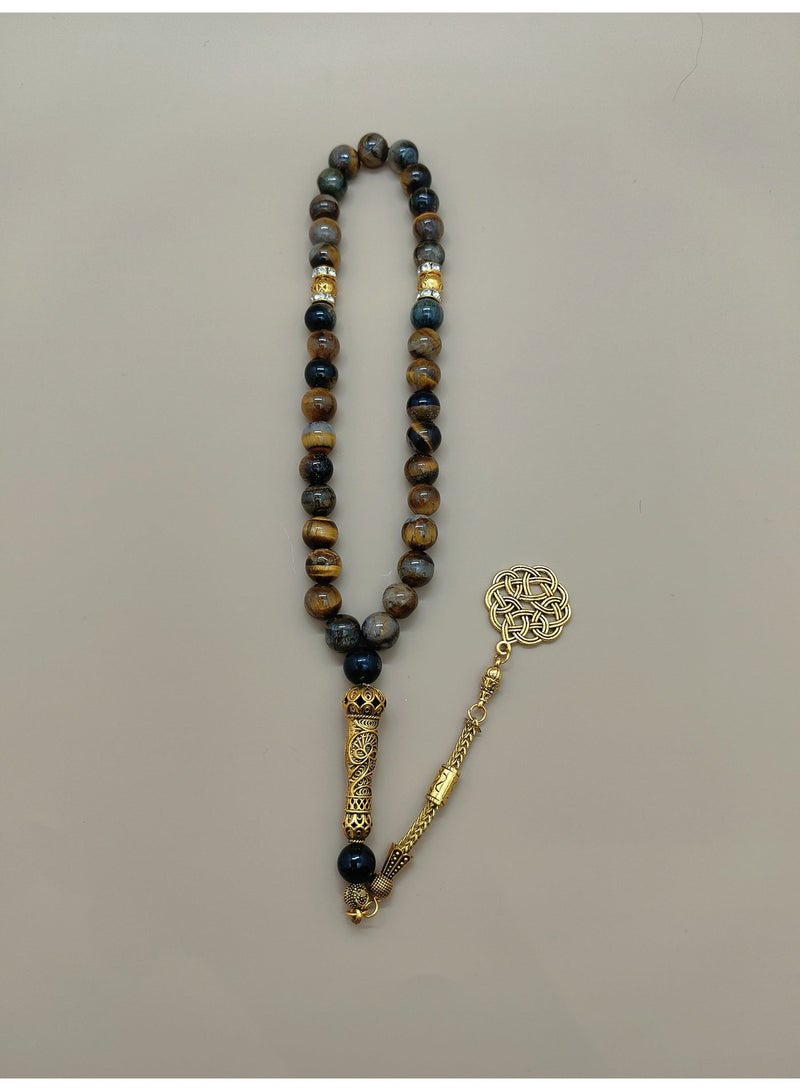 general 33Natural Tiger Eye Stone Prayer Beads/Tasbih/10mm - Image 4
