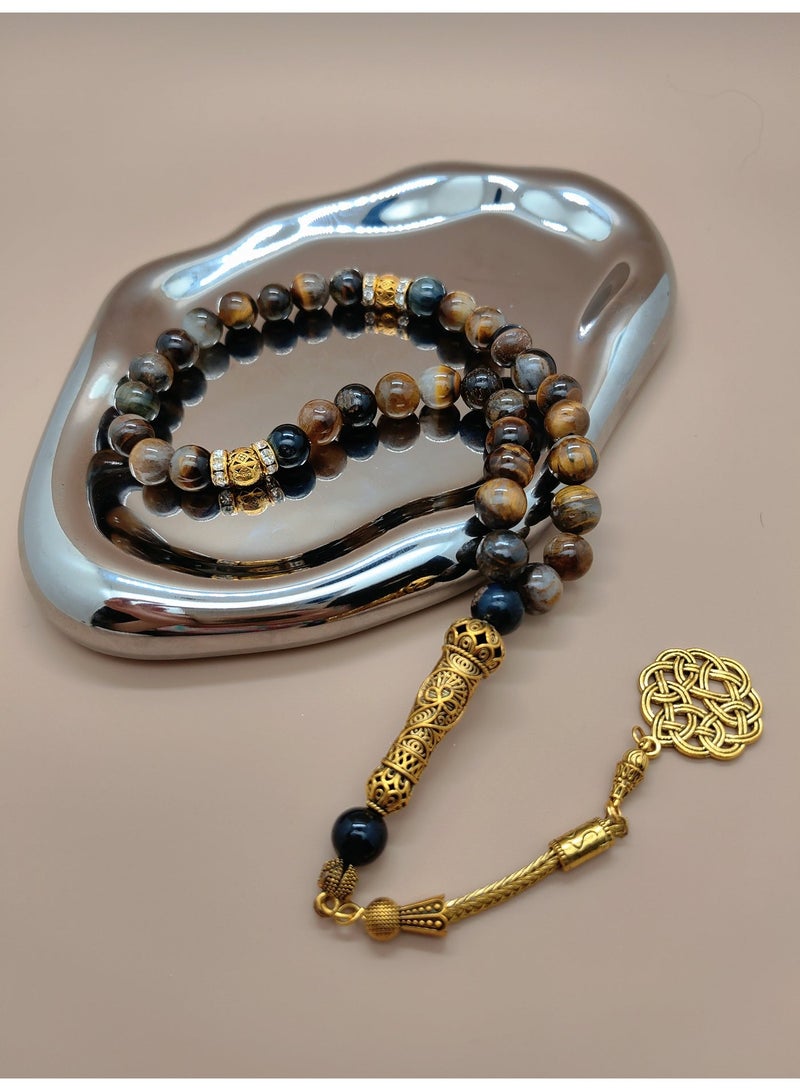 general 33Natural Tiger Eye Stone Prayer Beads/Tasbih/10mm - Image 3