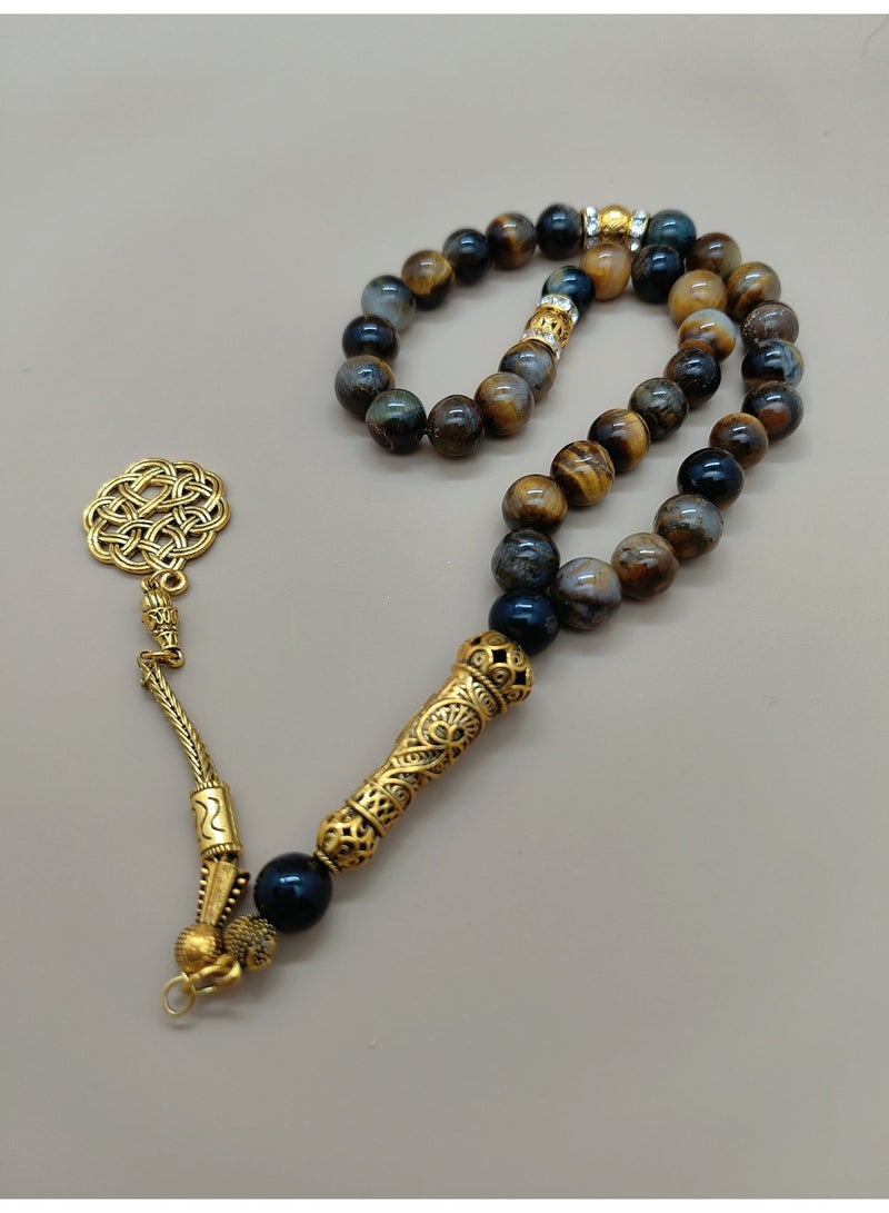 general 33Natural Tiger Eye Stone Prayer Beads/Tasbih/10mm - Image 1