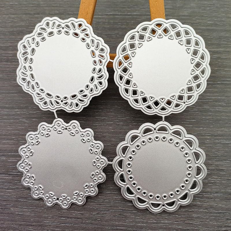 Lace Doily Circle Metal Cutting Dies4Pcs Mini Lace Flower Border Cutting Dies Cut Stencils for Scrapbooking Photo Album Decorative Embossing Paper Dies for Card Making Template