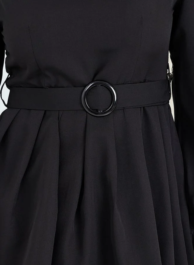 Styli Solid Peplum Belted Top & Trouser Co-Ords