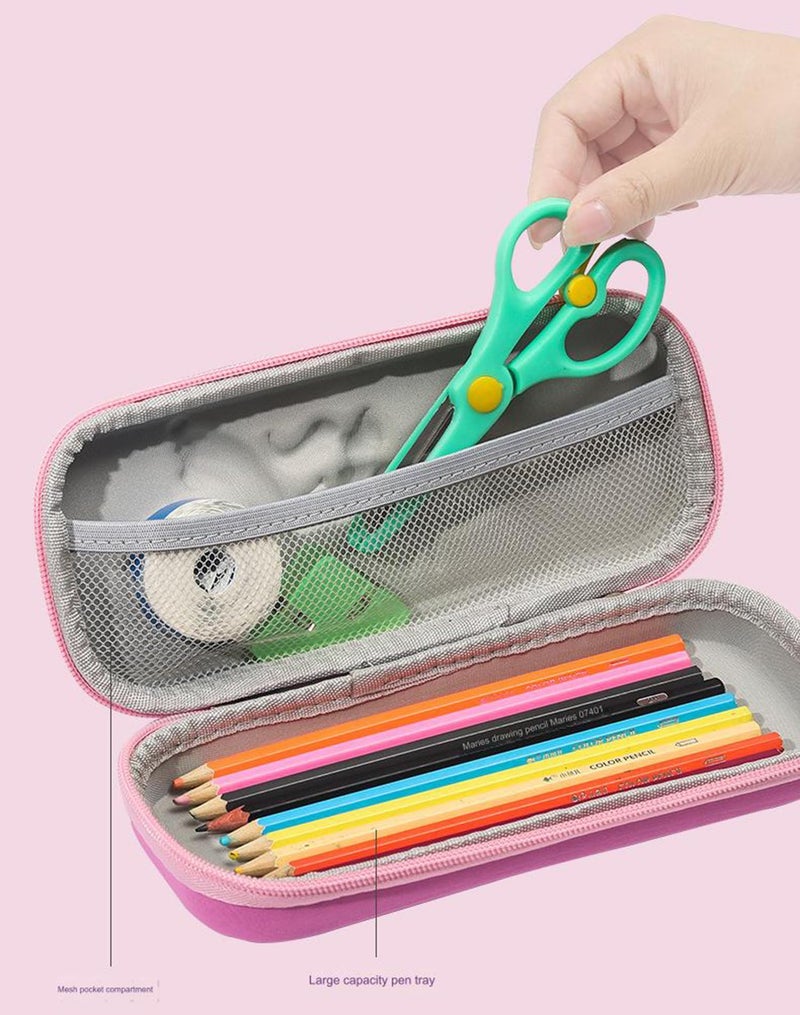 Spiaty Cloth 3D Rainbow Unicorn Horse Multi Layer Pencil Case & Stationery Box, Pink - Image 4