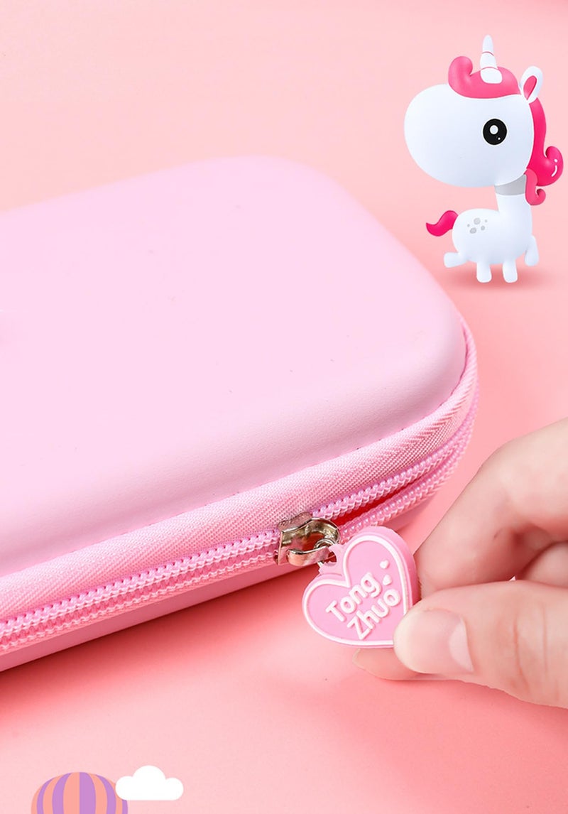 Spiaty Cloth 3D Rainbow Unicorn Horse Multi Layer Pencil Case & Stationery Box, Pink - Image 5