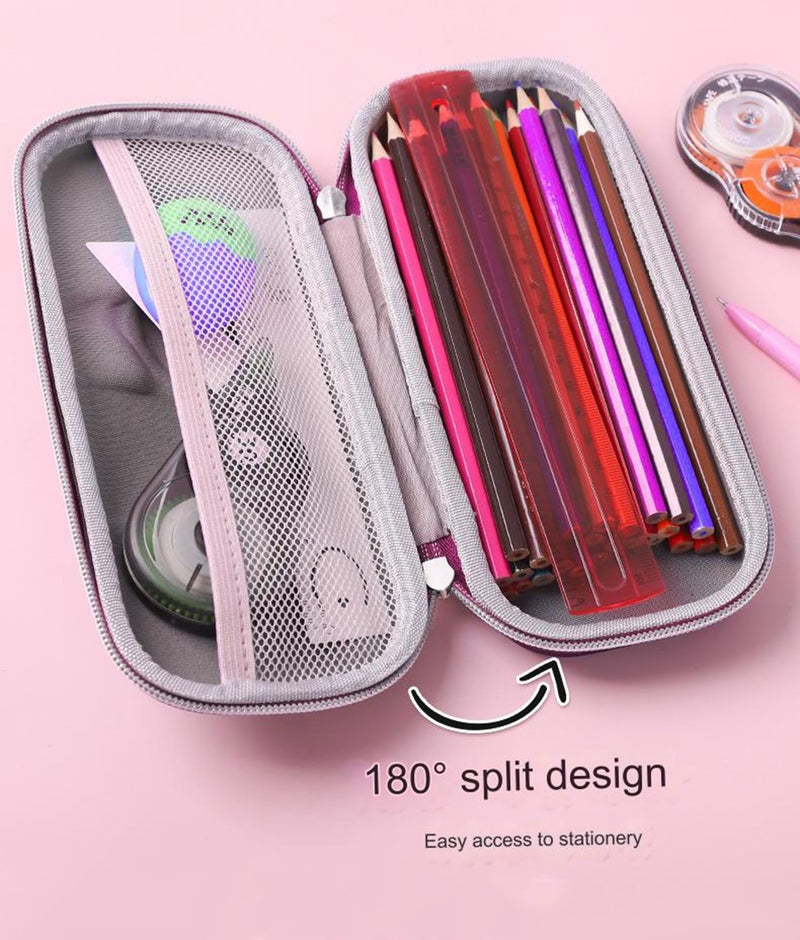 Spiaty Cloth 3D Rainbow Unicorn Horse Multi Layer Pencil Case & Stationery Box, Pink - Image 3
