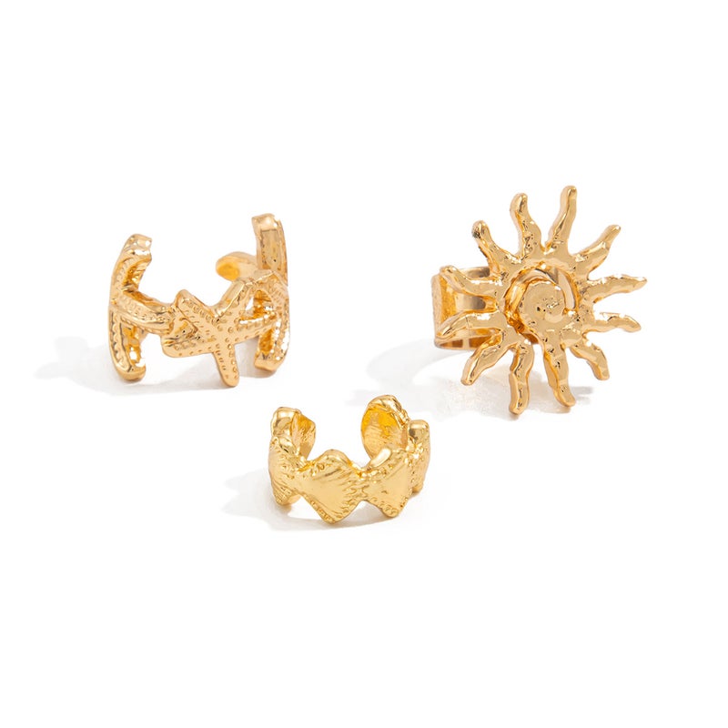 SHIXIN European and American Cross-Border Jewelry: Ocean-Style Polka Dot Starfish & Scallop Ear Clips, Fashionable Metal Sunflower Earrings - Image 5