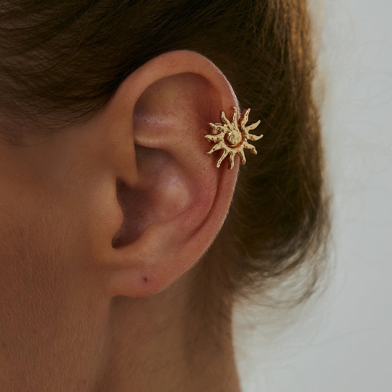 SHIXIN European and American Cross-Border Jewelry: Ocean-Style Polka Dot Starfish & Scallop Ear Clips, Fashionable Metal Sunflower Earrings - Image 3