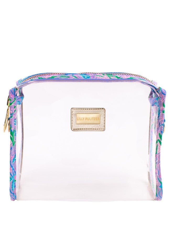 Lilly Pulitzer Clear Zipper Pouch, Cute Pencil Case for Adults, Travel Toiletry Bag, Small Pouch Bag for Supplies, Makeup or Toiletries (Secret Escape)… - Image 2