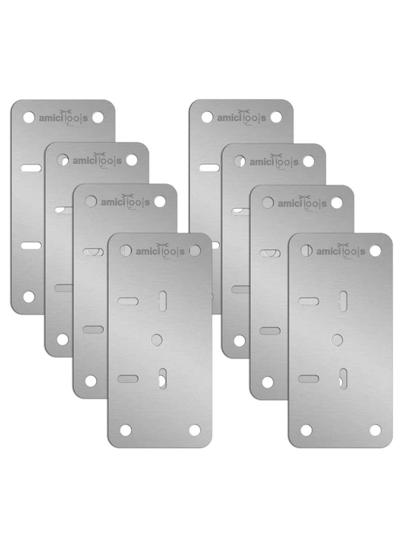 amiciTools amiciTools Hinge Repair Plate Stainless Steel SS202 Door Hinge Reinforcement Fix Loose Cabinet Hinges 8 Pcs of Hinge Base Repair Plate with Screws  - Image 1