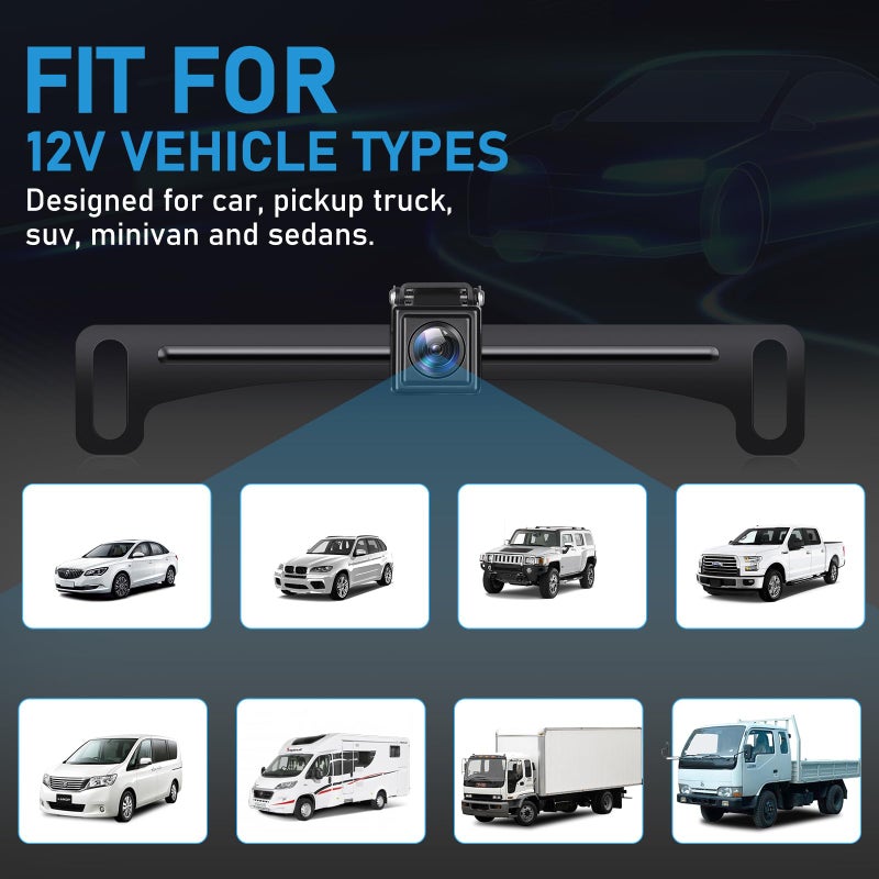 Glk Backup Camera Hd Rear View License Plate Backup Camera Reverse Camera For 12V Pickup Truck Car Suv With Night Vision Wide Angle Ip69K Waterproof  Full Metal Housing - Image 3
