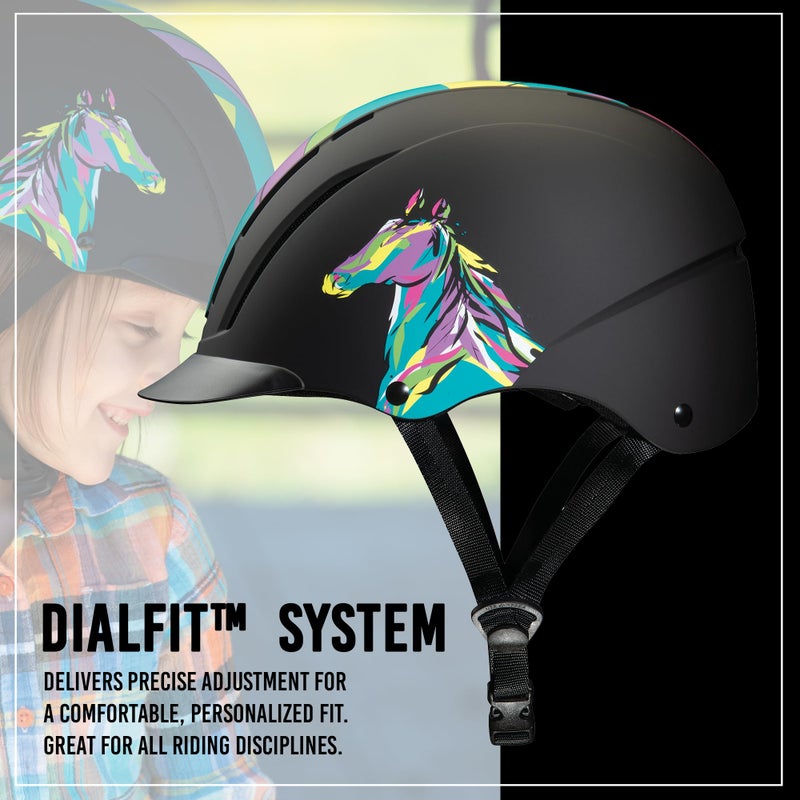 Troxel Spirit Full Coverage Horse Riding Helmet, Low-Profile Adjustable Design, Safety Horseback Riding Gear, Small (6-1/2 - 6-7/8), Pop Art Pony - Image 4
