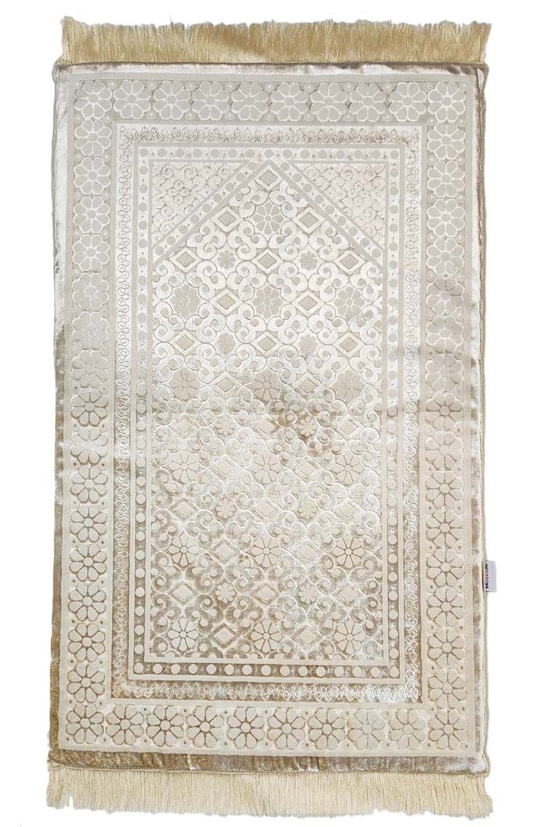 ريد روز سجادة صلاة من الميموري فوم . سجادة صلاة مخملية مريحة بتصميم اساسي انيق مع رغوة. سجادة الصلاة المريحة المبطنة بمادة الرغوة الذكية (كريمي) - Image 1