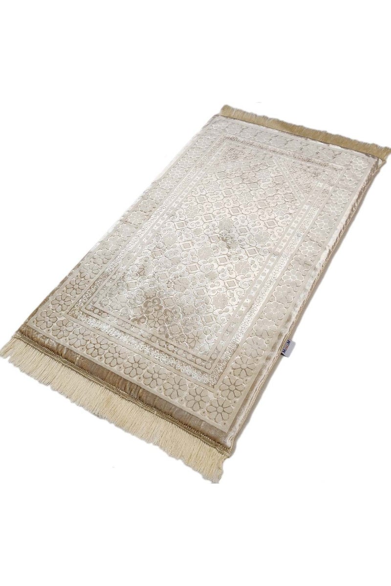 ريد روز سجادة صلاة من الميموري فوم . سجادة صلاة مخملية مريحة بتصميم اساسي انيق مع رغوة. سجادة الصلاة المريحة المبطنة بمادة الرغوة الذكية (كريمي) - Image 2