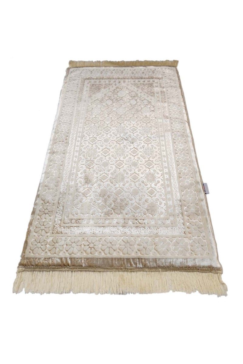 ريد روز سجادة صلاة من الميموري فوم . سجادة صلاة مخملية مريحة بتصميم اساسي انيق مع رغوة. سجادة الصلاة المريحة المبطنة بمادة الرغوة الذكية (كريمي) - Image 4