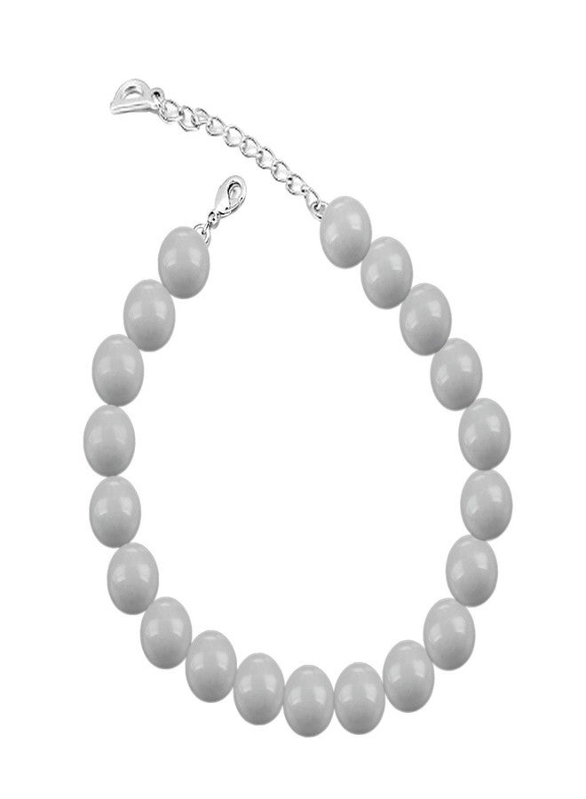 Mahi Rhodium Plated Pearl Crystal Pastel Grey Bracelet For Women BR1104601RPstGry - Image 1