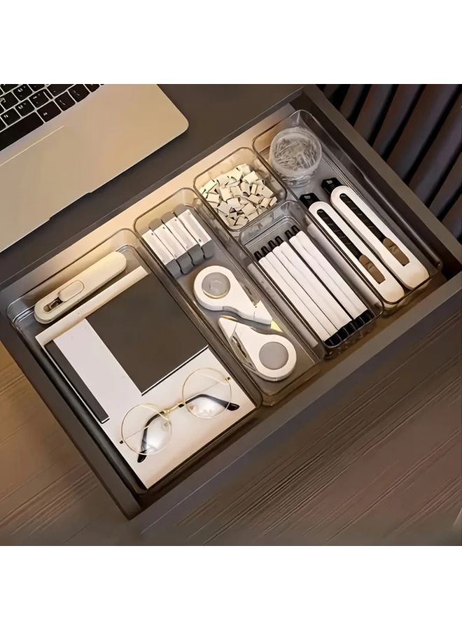 7 قطعة مجموعة منظم درج شفاف XL 3M 3S لمستحضرات التجميل القرطاسية العناية بالبشرة - Image 5