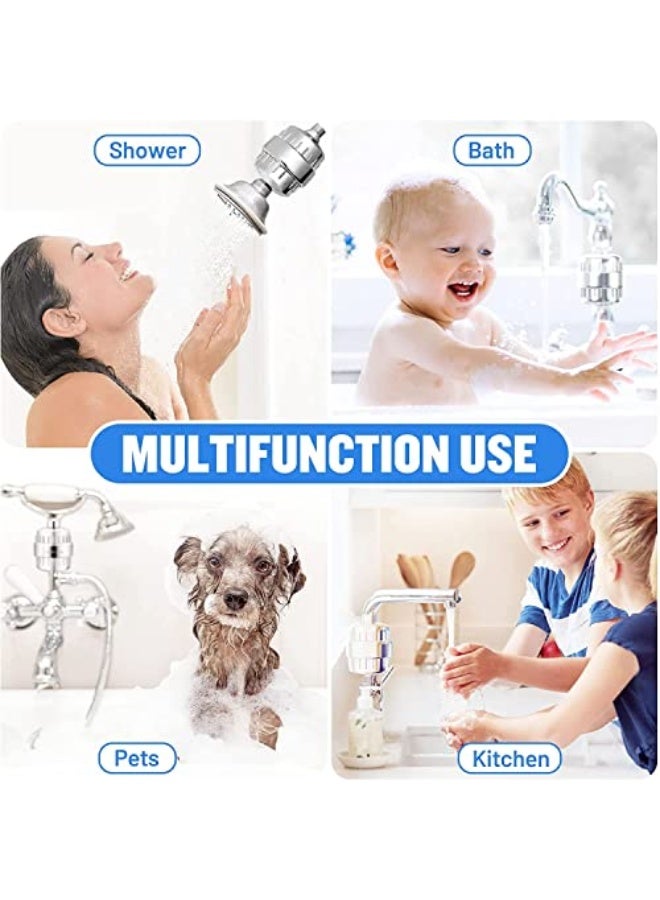 GROLIGH Shower Filter 20 Stage Showerhead Filter for Hard Water Shower Water Filter with 2 Replaceable Filter Cartridges for Removing Chlorine Fluoride, Polished Chrome - Image 5