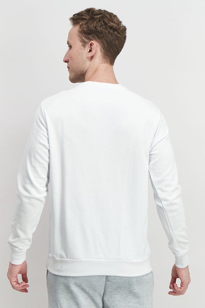Baldinini Men Crew Neck Brand Print Long Sleeves Sweatshirt, White - Image 2