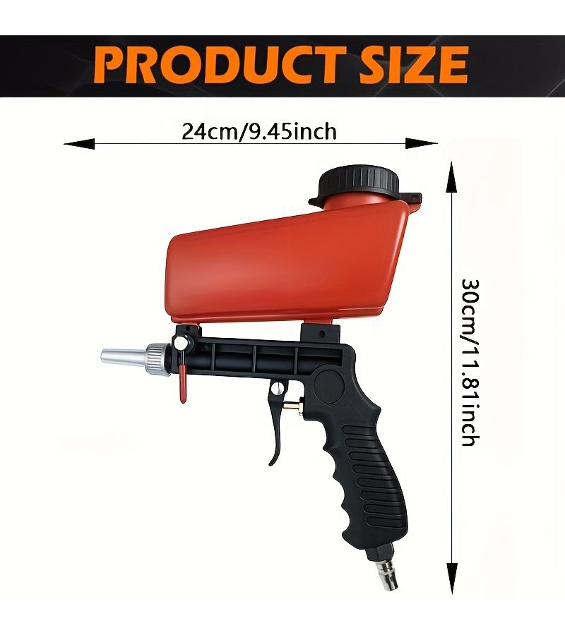 Professional Grade Sandblasting Gun Gravity Fed System Portable Adjustable Pneumatic Heavy Duty Rust Removal - Image 2