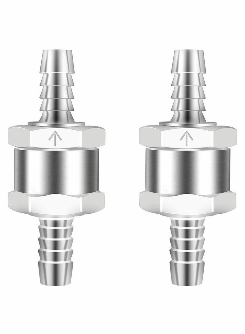 SYOSI 8mm One Way Aluminium Fuel Non Return Check Valve for Petrol Diesel Oil Water Chrome Car Auto Carburettor Low Pressure Systems (2 Packs) - Image 1