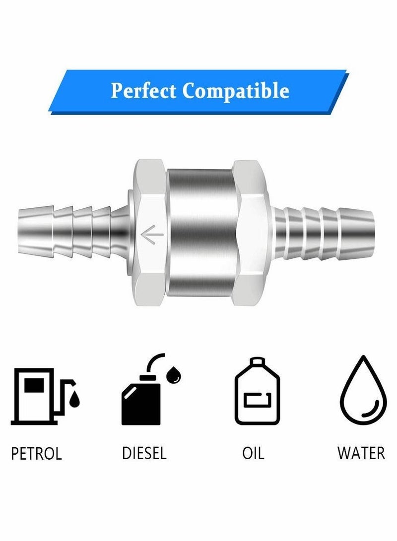 SYOSI 8mm One Way Aluminium Fuel Non Return Check Valve for Petrol Diesel Oil Water Chrome Car Auto Carburettor Low Pressure Systems (2 Packs) - Image 3
