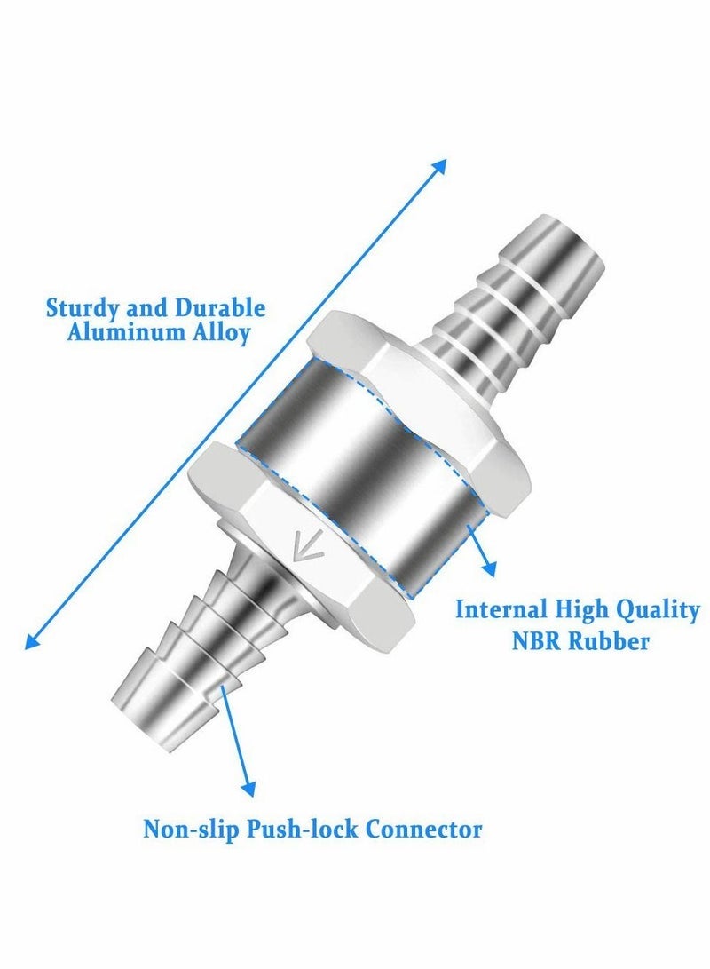 SYOSI 8mm One Way Aluminium Fuel Non Return Check Valve for Petrol Diesel Oil Water Chrome Car Auto Carburettor Low Pressure Systems (2 Packs) - Image 2