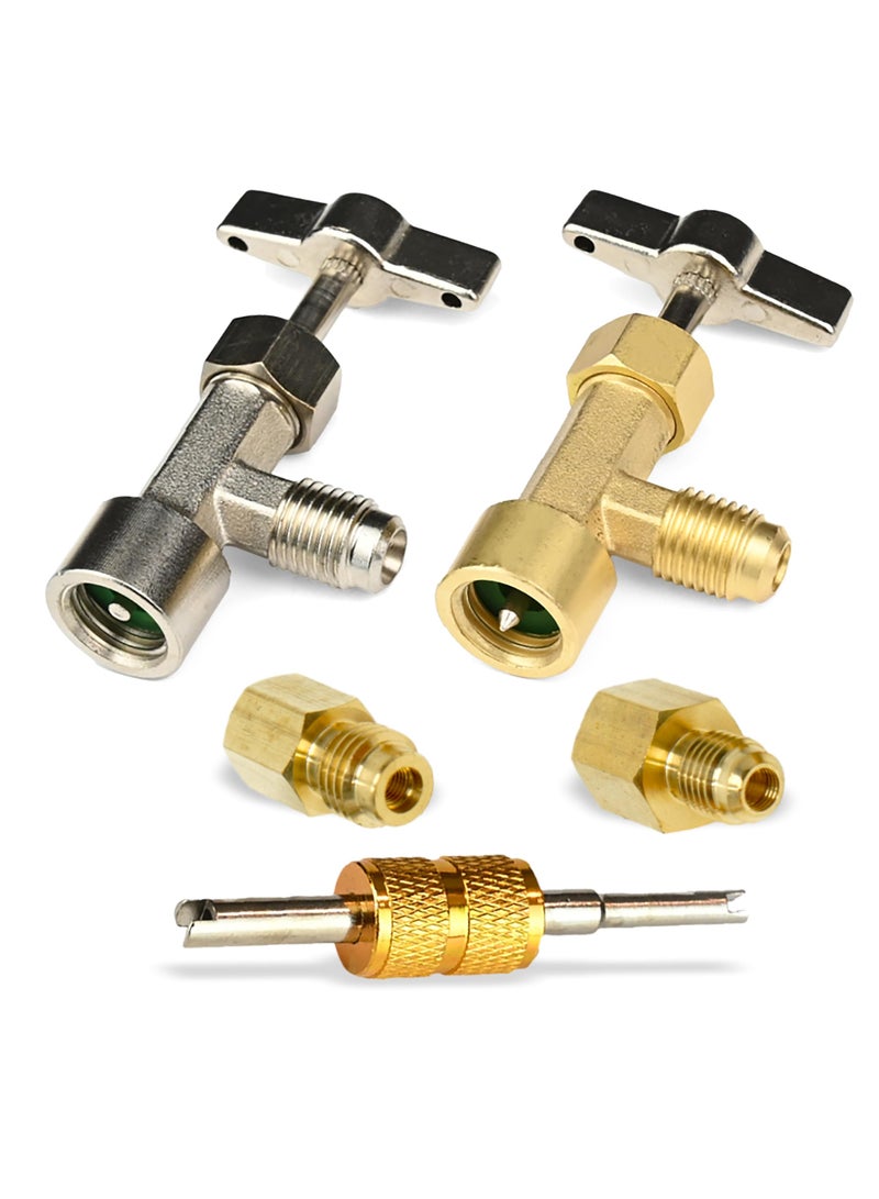 R134A Can Tap Valves, Self-Sealing and Puncture Style Refrigerant Can Tap with Tank Adapters for Refilling Automotive Air Conditioning Systems - Image 1