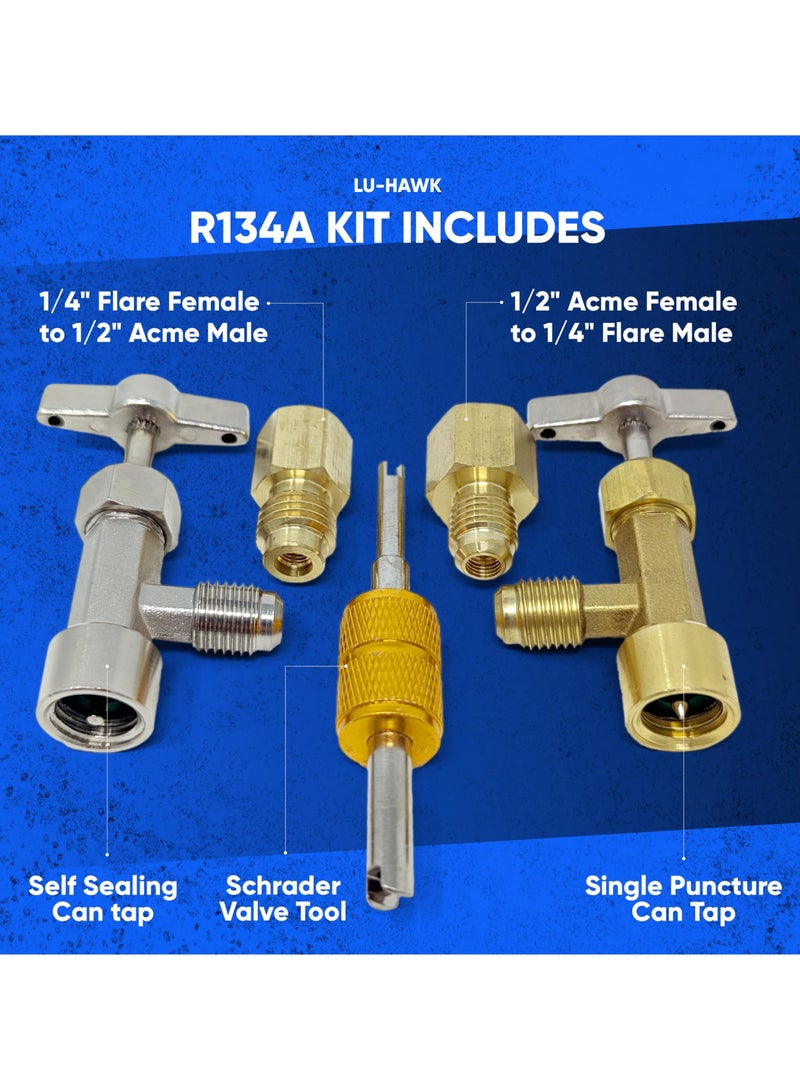 R134A Can Tap Valves, Self-Sealing and Puncture Style Refrigerant Can Tap with Tank Adapters for Refilling Automotive Air Conditioning Systems - Image 2