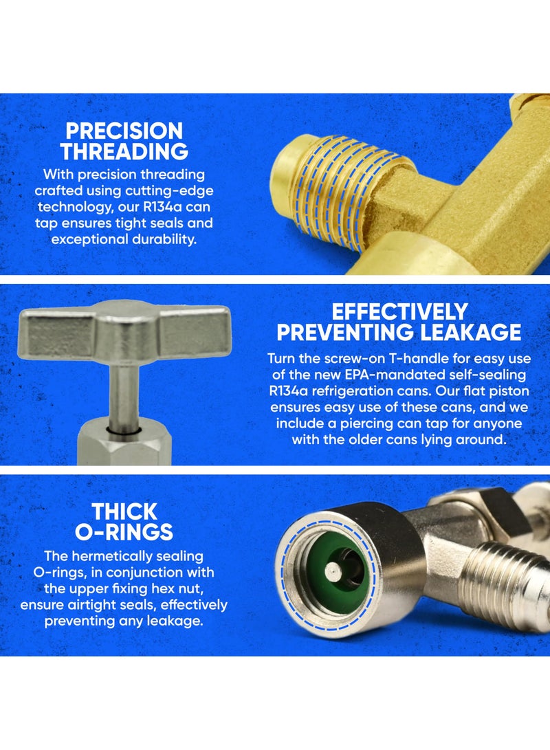 R134A Can Tap Valves, Self-Sealing and Puncture Style Refrigerant Can Tap with Tank Adapters for Refilling Automotive Air Conditioning Systems - Image 4