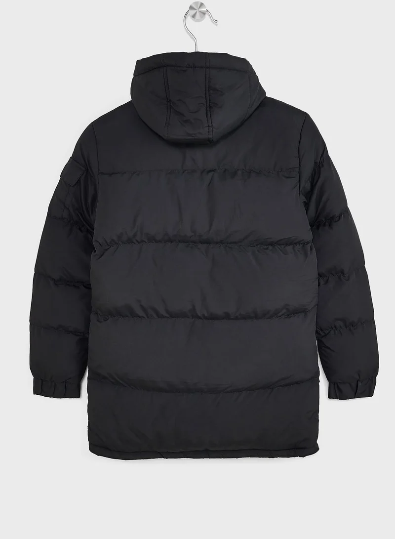 BRAVE SOUL Boys Padded Hooded Longline Jacket