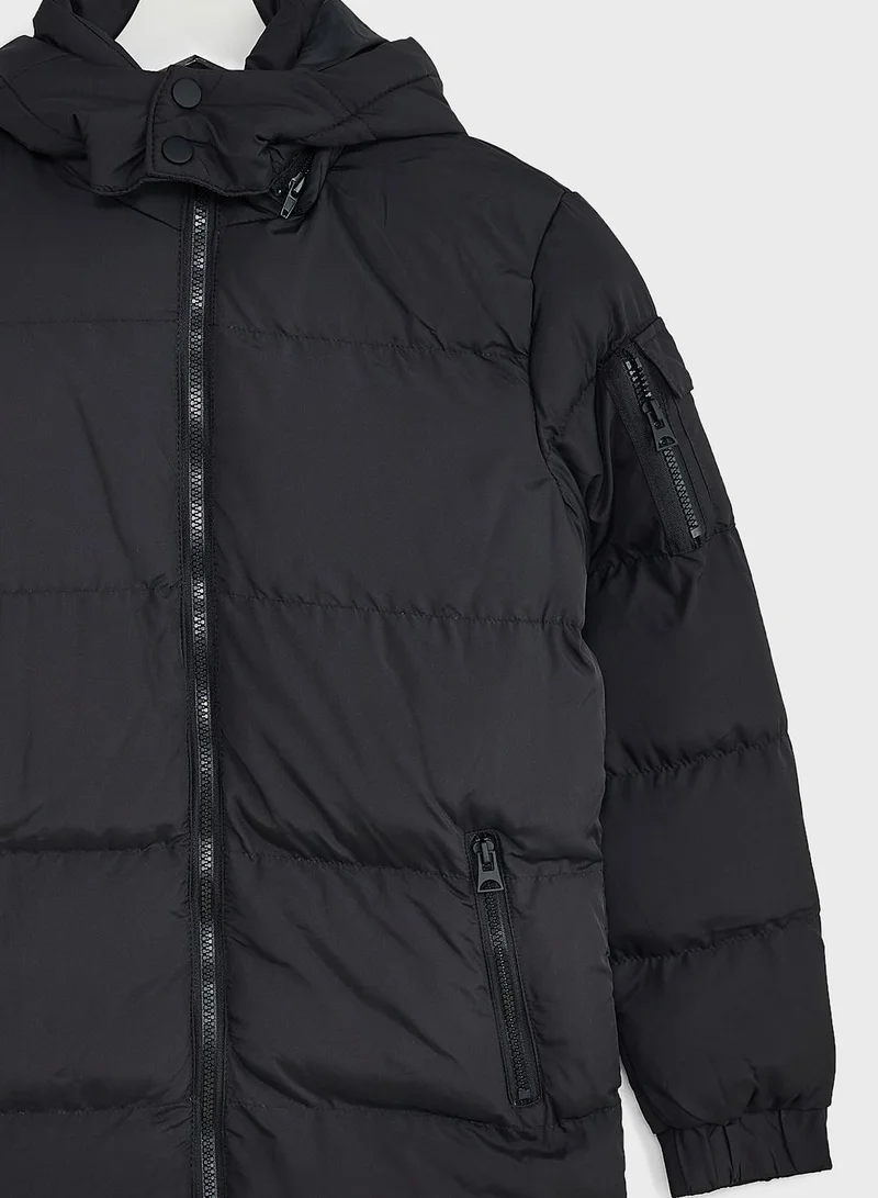 BRAVE SOUL Boys Padded Hooded Longline Jacket