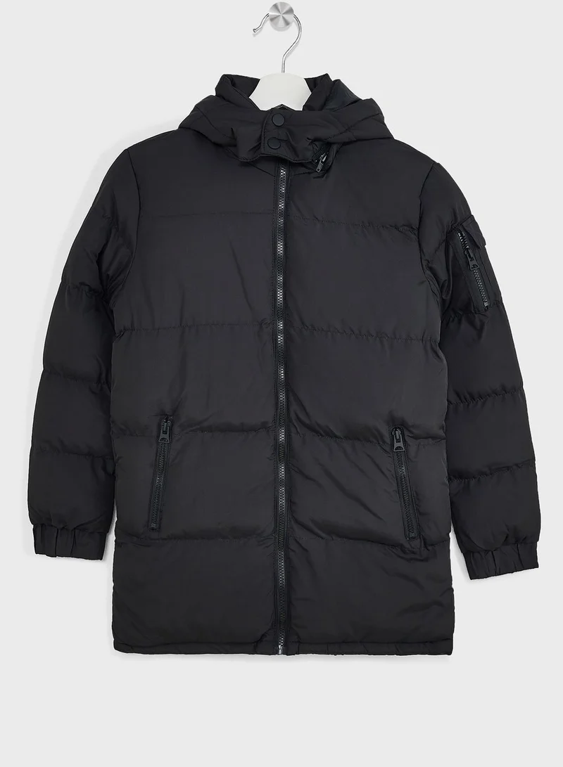 BRAVE SOUL Boys Padded Hooded Longline Jacket