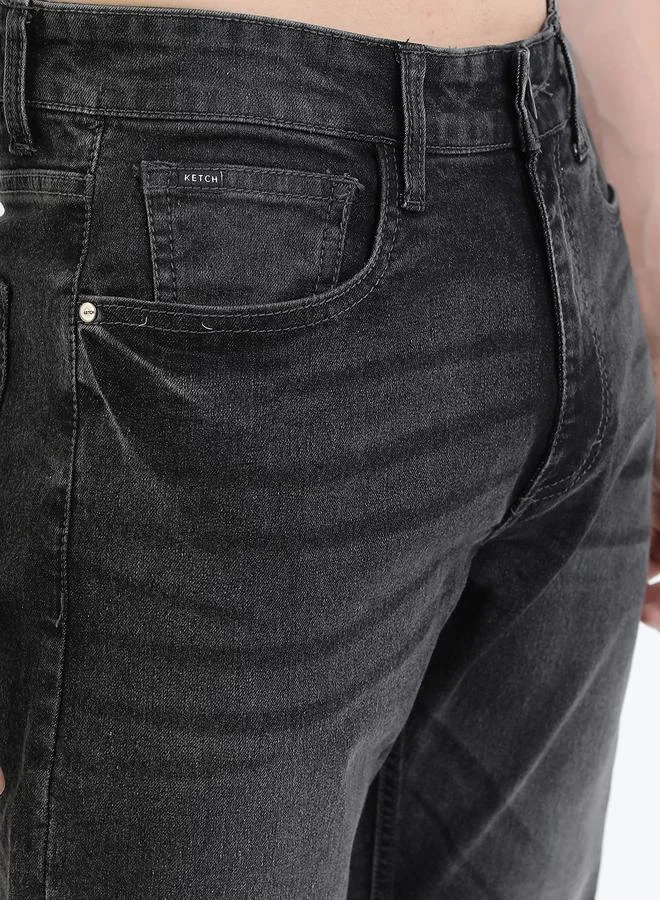 Ketch Straight Fit Light Fade Cotton Stretchable Jeans by Styli