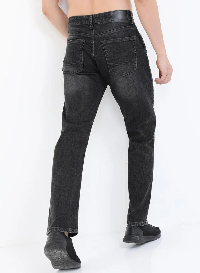 Ketch Straight Fit Light Fade Cotton Stretchable Jeans by Styli