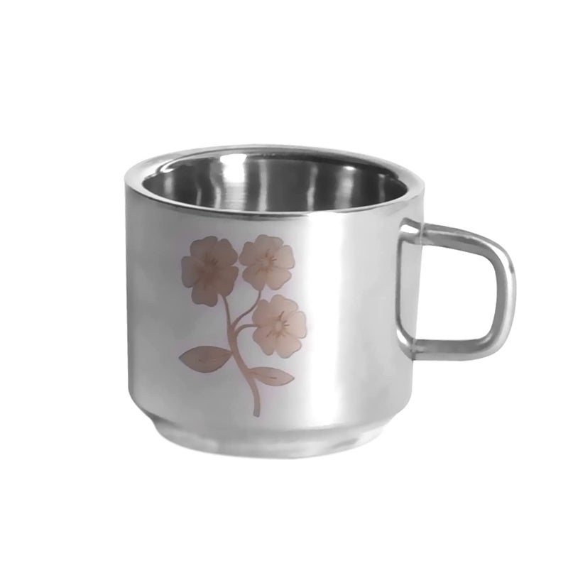 MOKSH MOKSH Sobber Lazer Stainless Steel Double Wall Tea Coffee Cups Set of 6 pcs 100 ml  - Image 2