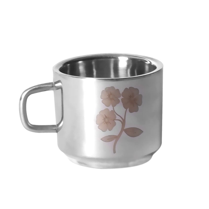MOKSH MOKSH Sobber Lazer Stainless Steel Double Wall Tea Coffee Cups Set of 6 pcs 100 ml  - Image 3