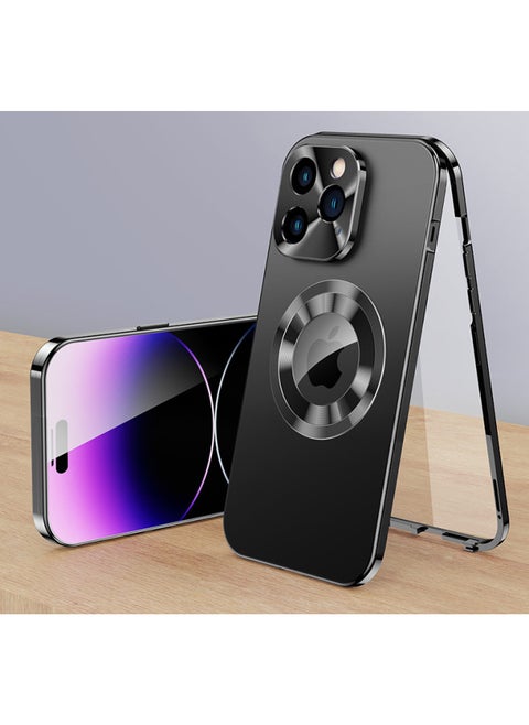 16 Anti-peep Buckle Leakage Label Magnetic Attraction 16Promax Mobile Phone Case Metal All-inclusive Glass Original Machine Color 12Pro-Color:Graphite Black [HD]]-Applicable Model:IP 16
